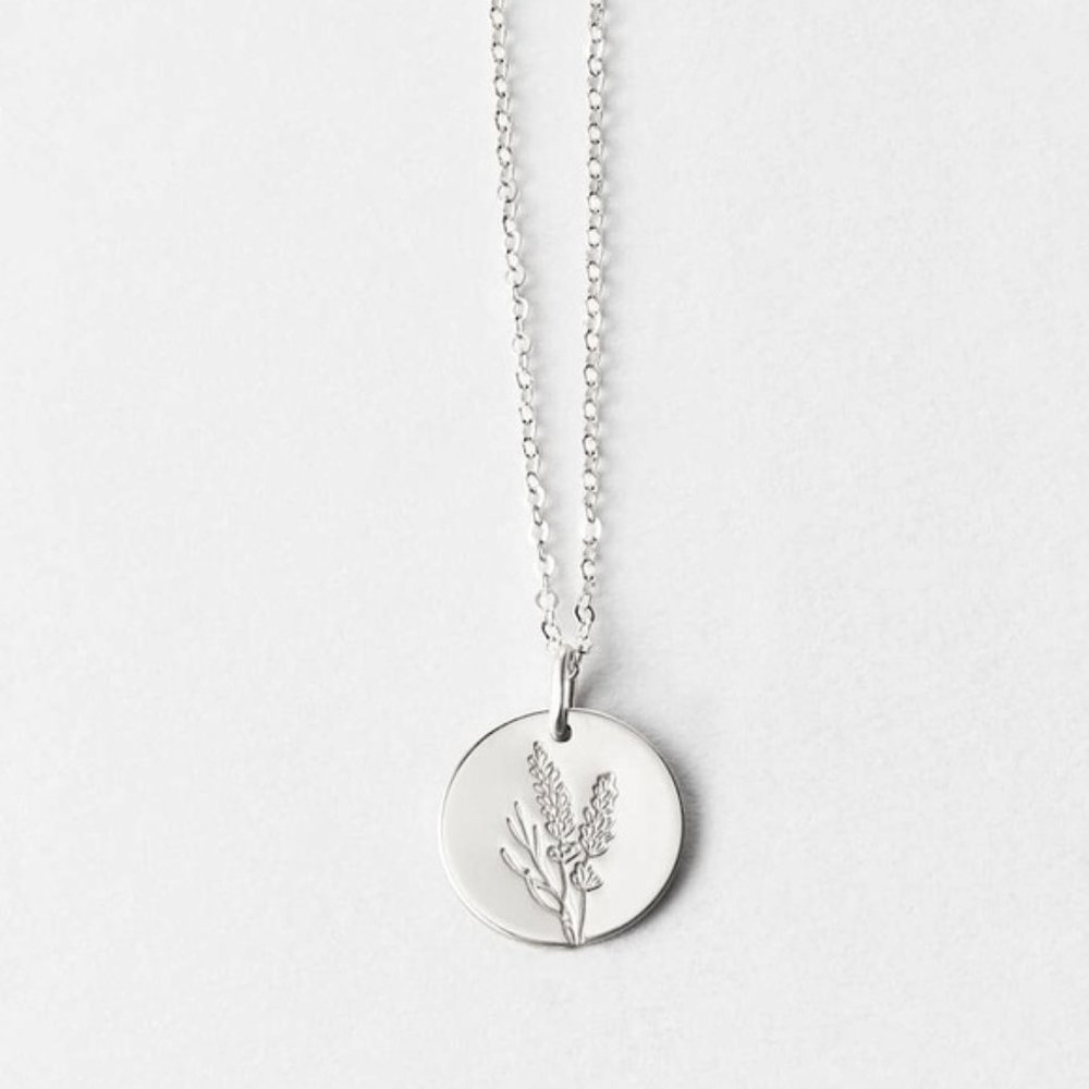 Lavender Floral Boho Plant Charm Pendant Necklace